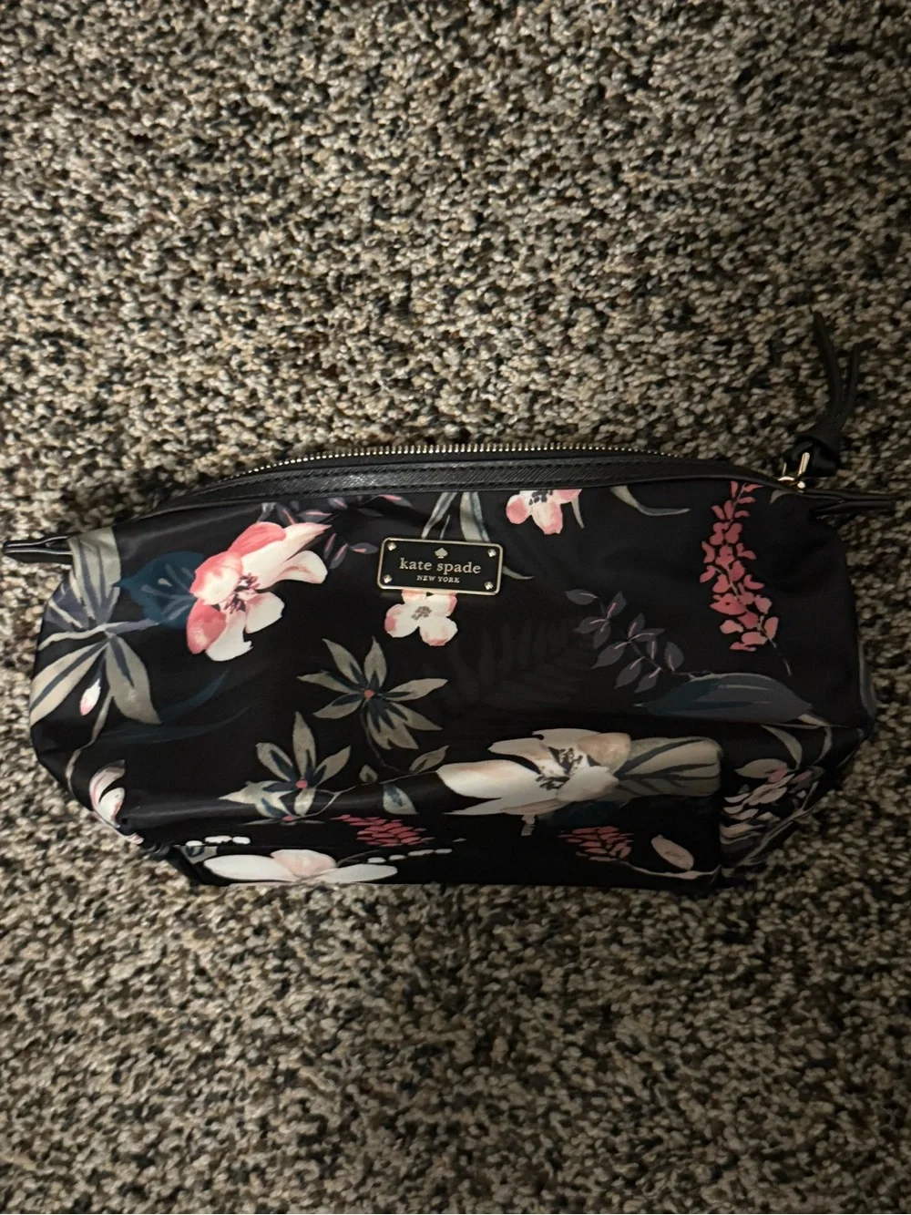 kate spade Black Floral Print Cosmetic Pouch